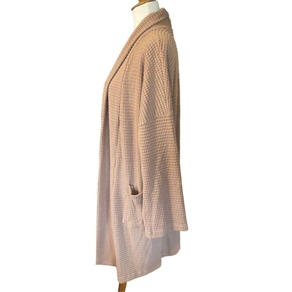 CY Fashion Tan Waffle Knit Long Open Cardigan Size Large-NWT - Picture 5 of 10
